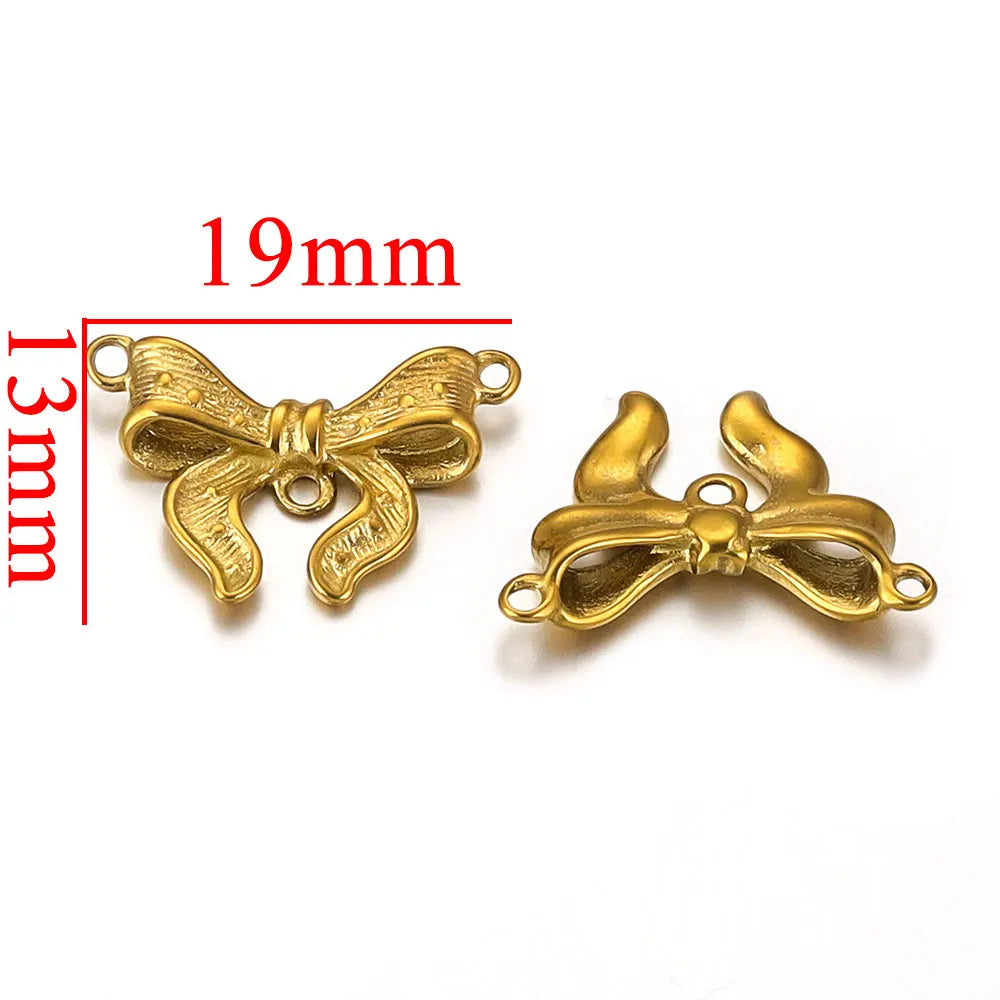 pcs Stainless Steel Double Hole Cute Bow Connectors 🎀✨