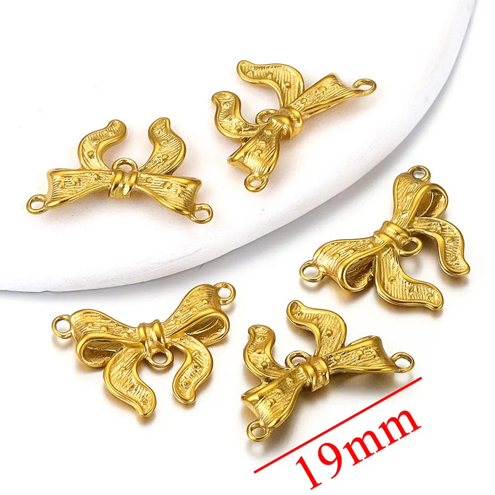 pcs Stainless Steel Double Hole Cute Bow Connectors 🎀✨